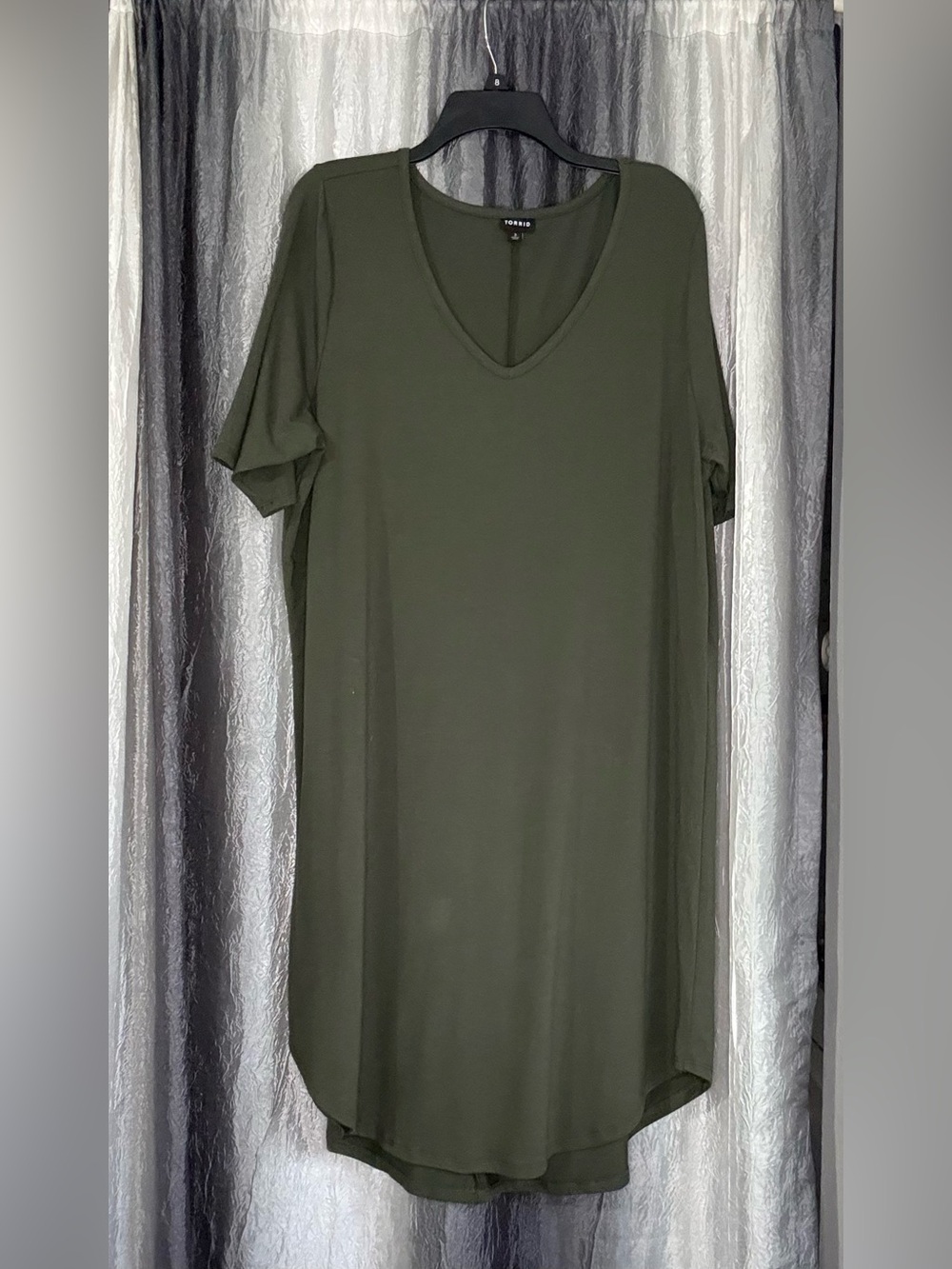 torrid Olive V-Neck Short Sleeve Tunic Dress
